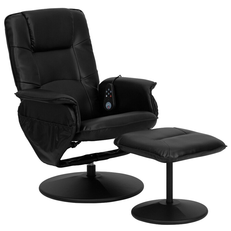 Leather heated massage chair with ottoman